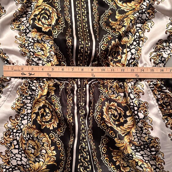 Ornate White, Gold & Black Floral Jumpsuit - Picture 8 of 9